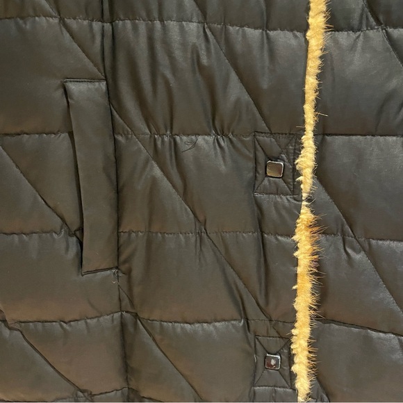 JNY Down & Fur Puffer Black with Carmel-colored trim Jones New York Med - Picture 13 of 17